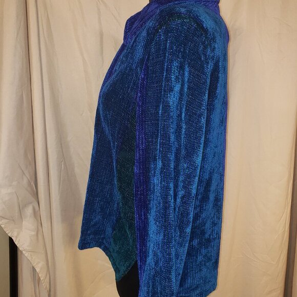 Women's Lynn Yarrington Blue & Green Textured Jacket -S/M - Picture 3 of 5